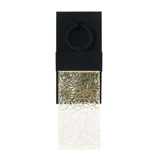 Eurofase Vasso Modern 16" Rectangular Outdoor LED Wall Sconce, Satin Black/Texture Press Glass 41904-015